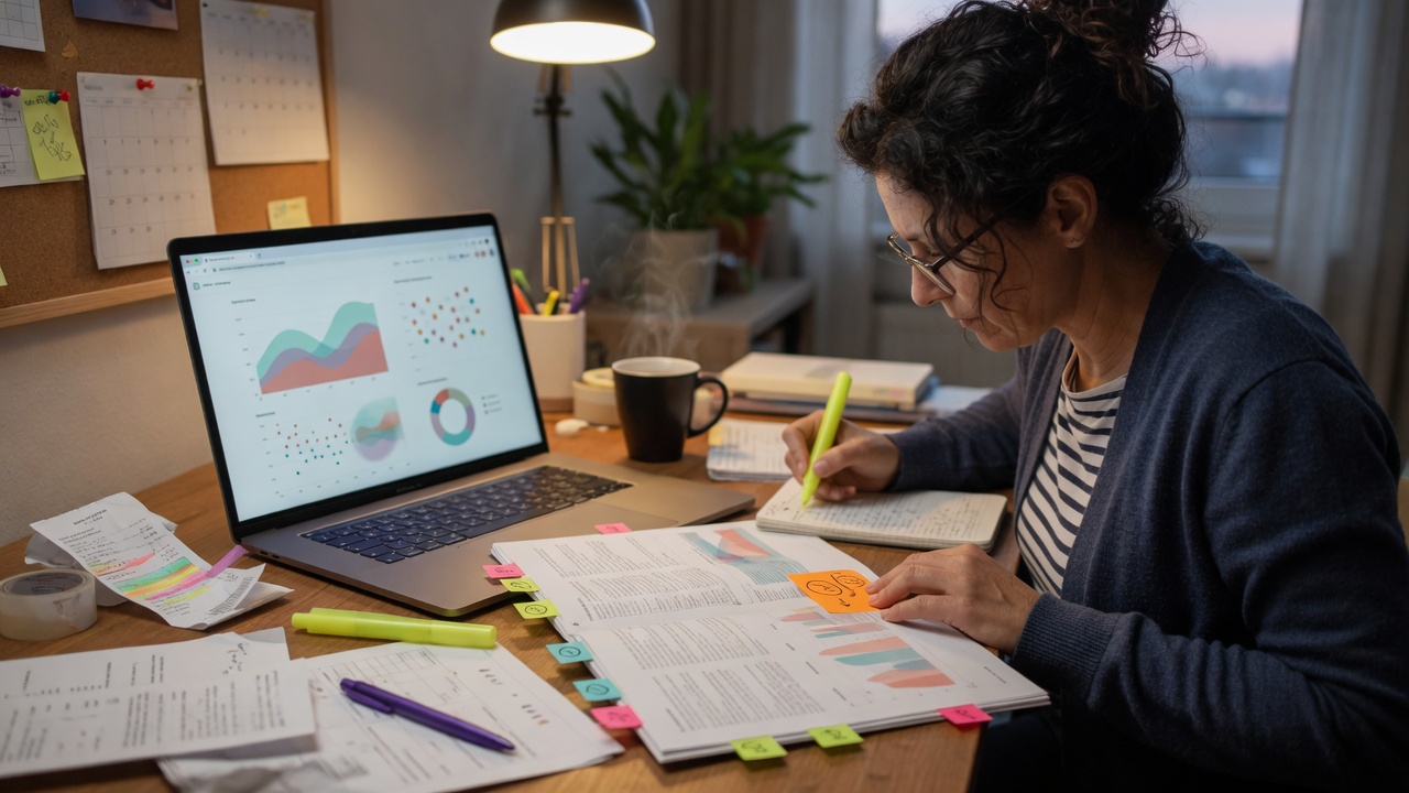 Relatório financeiro impresso e notebook com receitas e despesas do grupo escoteiro